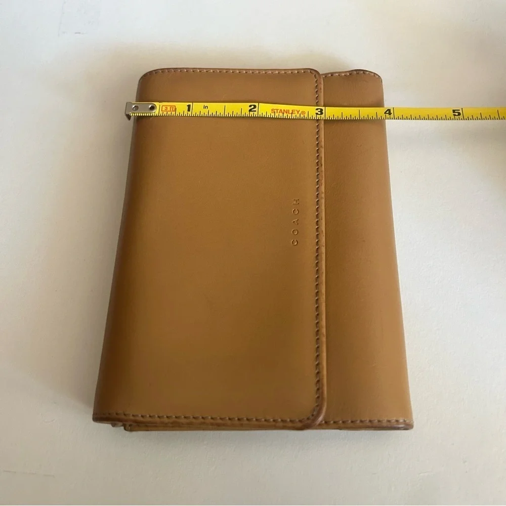 Vintage Coach Leather Tri Fold Card Holder Wallet Tan Camel 5.5”x4”